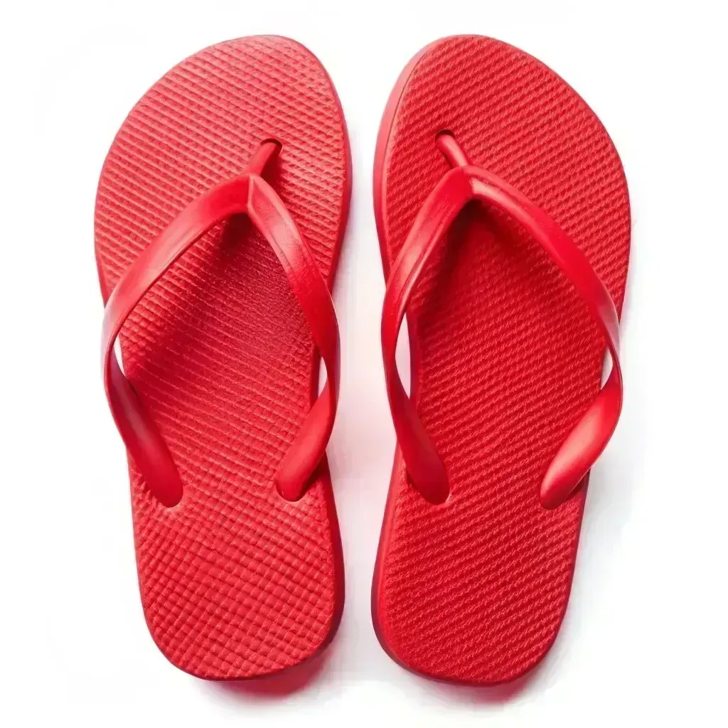 Red flip flops